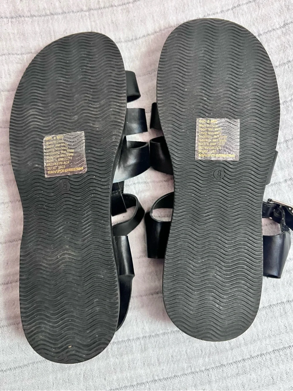 Girl’s Black Strappy Fisherman Sandals with Buckle